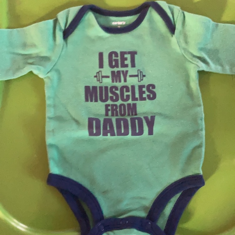 “I get my muscles from daddy” long-sleeve onesie